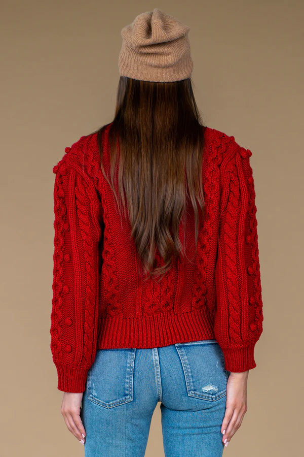 Poppy Bubble Knit Sweater | Red