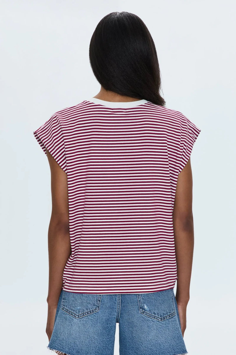 Trina Muscle Tee | Sangria Stripe