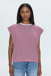 Trina Muscle Tee | Sangria Stripe