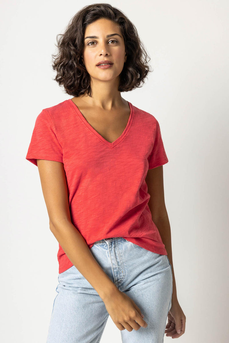 Short Sleeve Back Seam Tee | Cinnabar