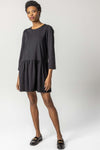 Wide Sleeve Peplum Dress | Black