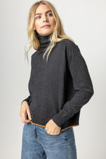 Easy Turtleneck Sweater with Tipping | Charcoal