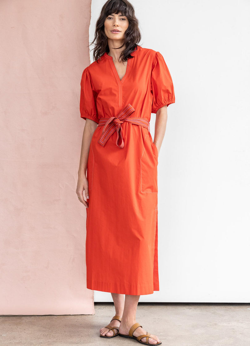 Split Neck Full Sleeve Maxi Dress | Poppy