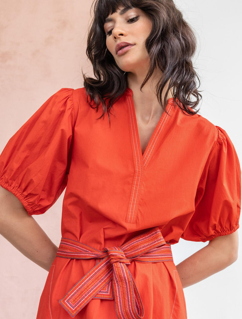 Split Neck Full Sleeve Maxi Dress | Poppy