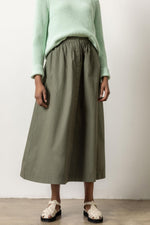 Poplin Button Front Skirt | Kale