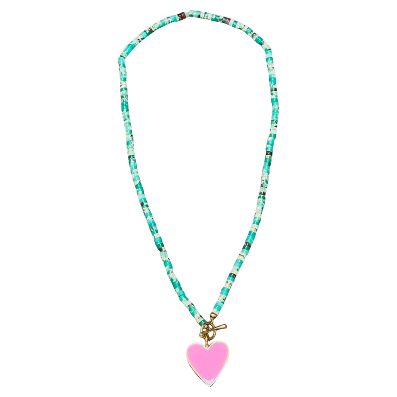 Semi Precious Heart Necklace | Green Turquoise