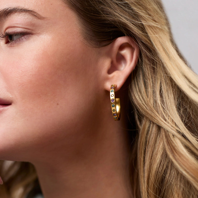 Rainbow Hoop Earrings | Champagne Radiance