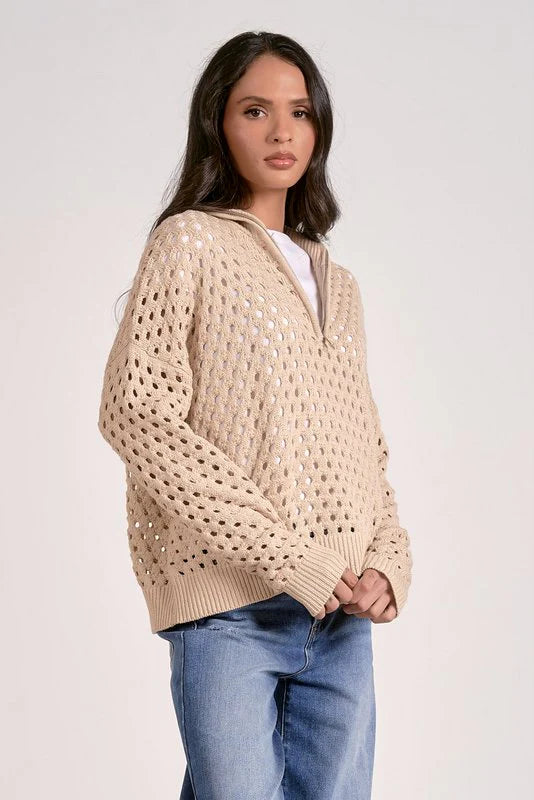Arabella Half Zip Sweater | Oatmeal