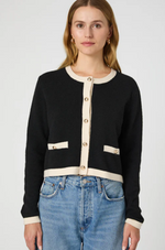 Vhari Contrast Cardigan | Black/Classic Cream