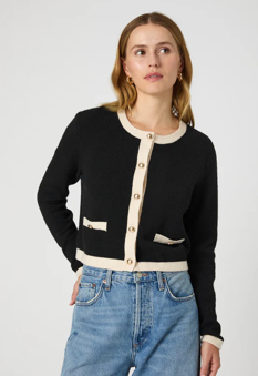 Vhari Contrast Cardigan | Black/Classic Cream