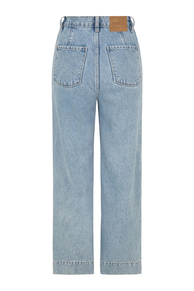 Classic Denim Cropped Jeans | Sun Washed Blue