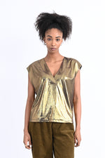 Gold Metallic Tunic Top