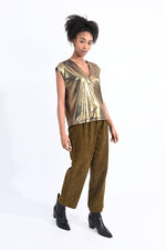 Gold Metallic Tunic Top