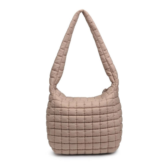 Leda Quilted Nylon Puffer Hobo | Natural