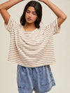 Striped Knit Tee | Taupe + White