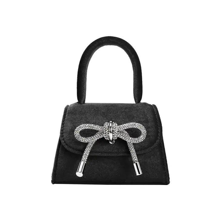 Sabrina Black Mini Velvet Top Handle Bag