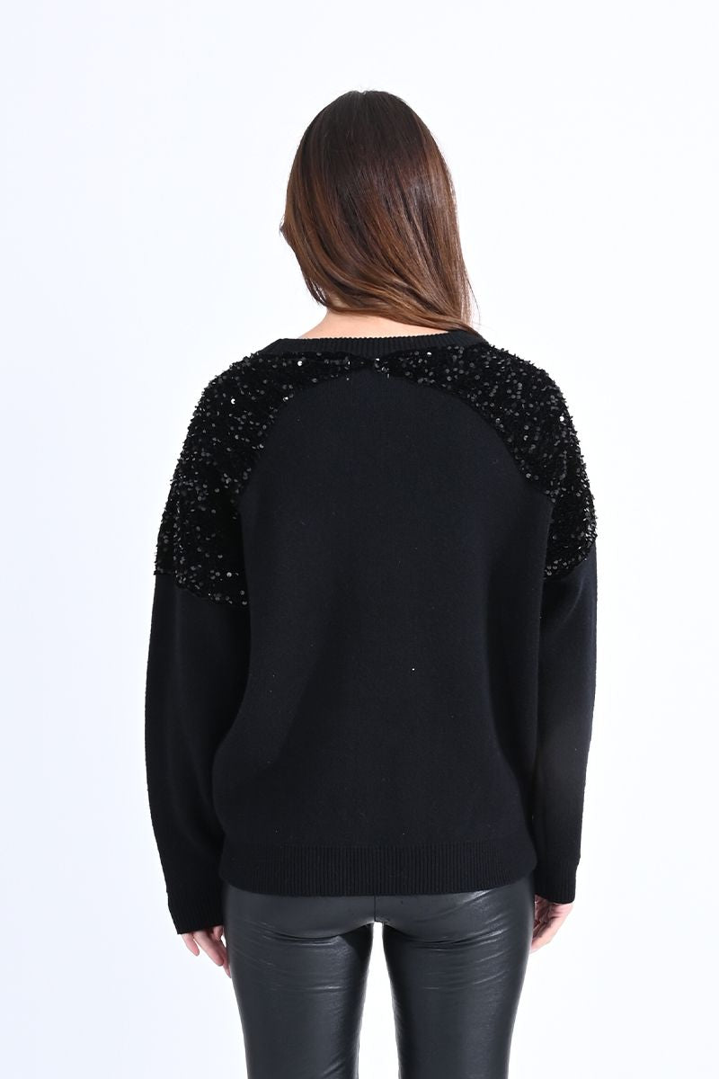 Sequined Black Sweater