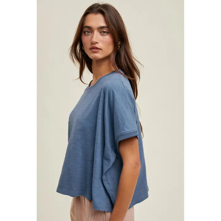 Navy Slub Knit Tee