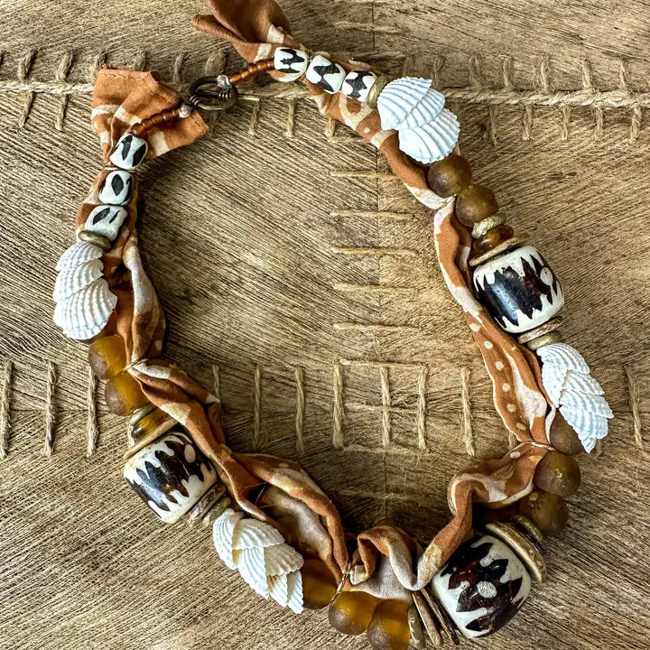 Beaded Bandana Necklace | Batik Sand