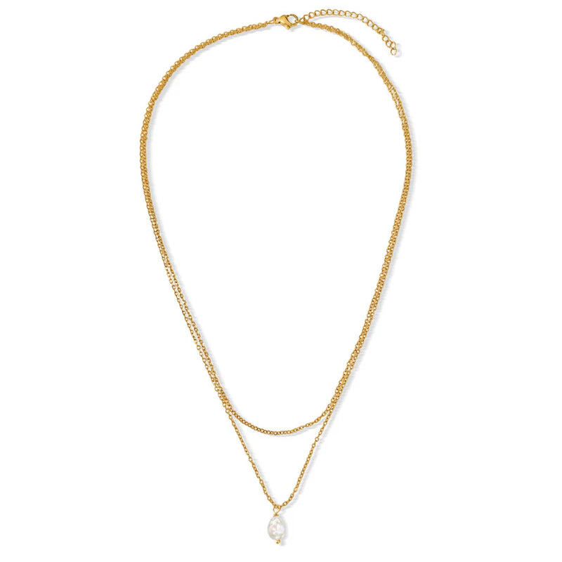 Jalen Double Chain Pearl Necklace