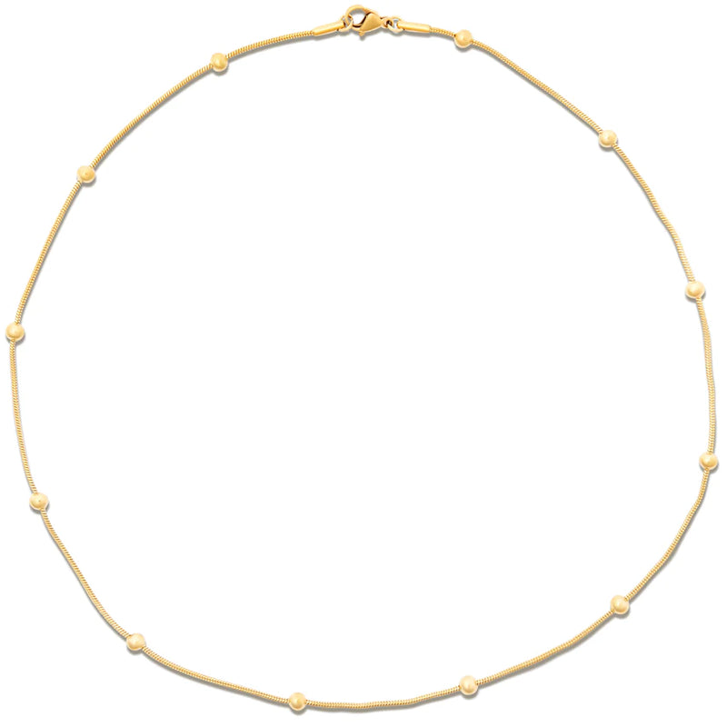 Rozlyn Beaded Ball Chain Necklace | Gold