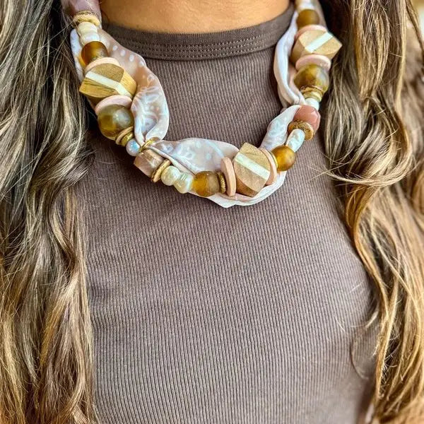 Beaded Bandana Necklace | Pearl