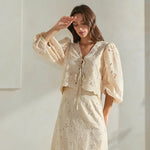 Eyelet Embroidered Blouse | Cream