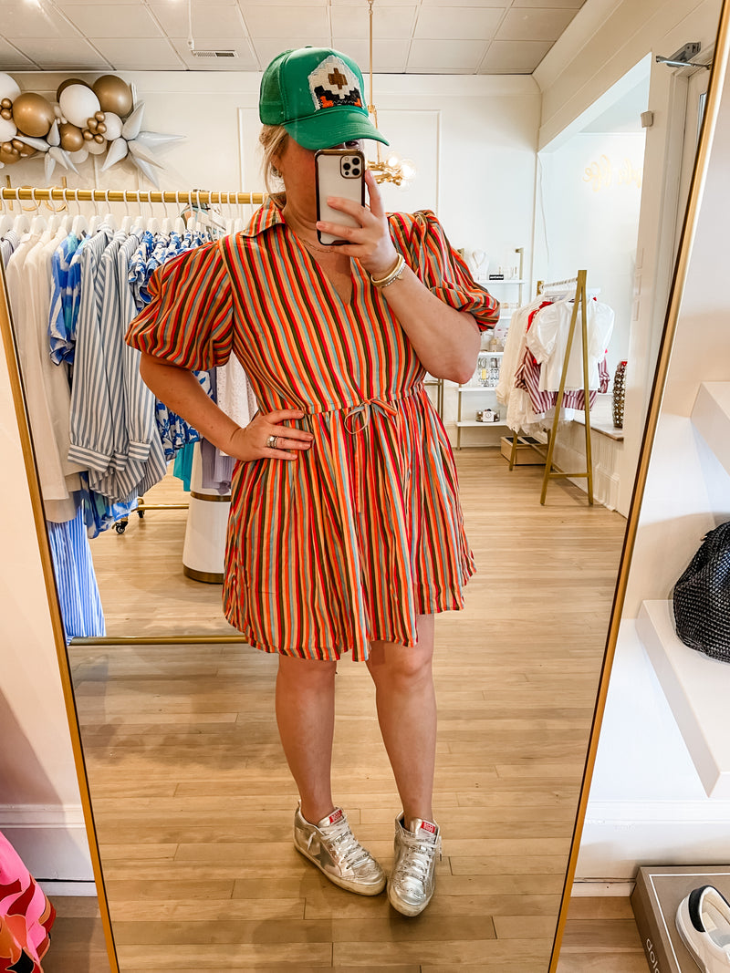 Daphne Dress | Strawberry Stripes