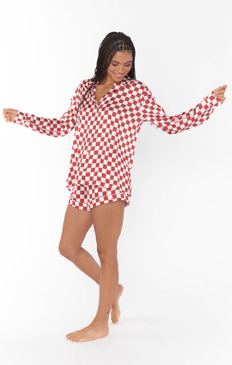 Early Riser PJ Set | Red Checker Silky