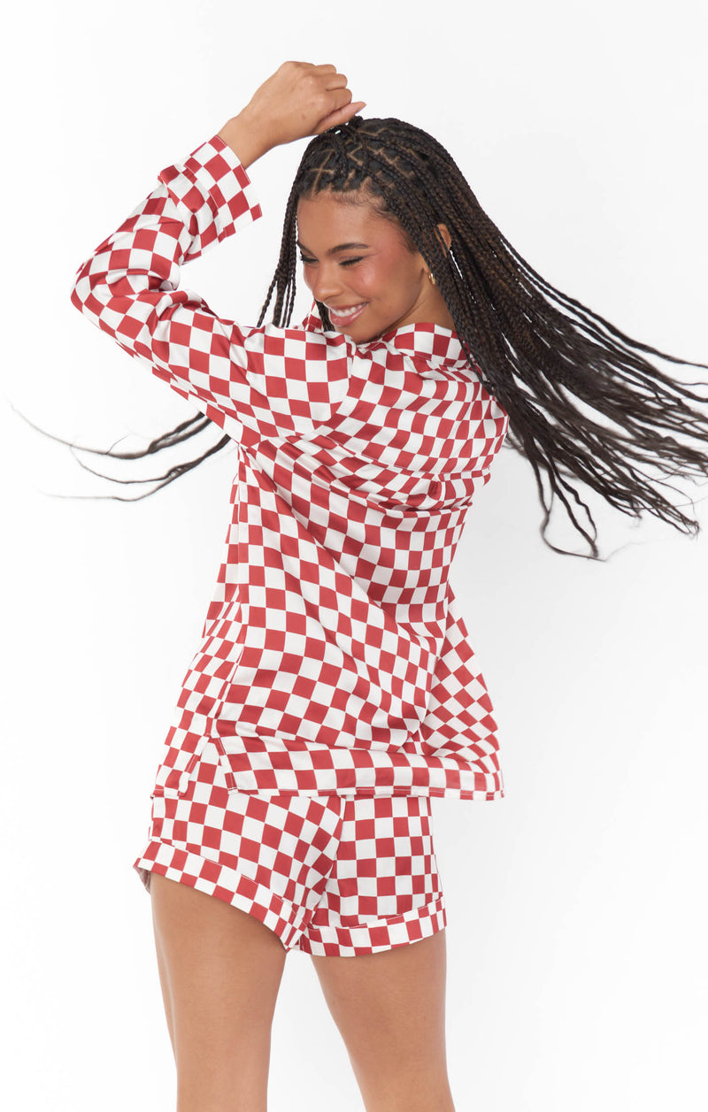 Early Riser PJ Set | Red Checker Silky