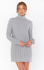 Montreal Mini Dress | Grey Cable Knit