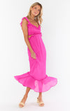 Lane Midi Dress | Pink Crinkled Chiffon