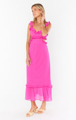 Lane Midi Dress | Pink Crinkled Chiffon