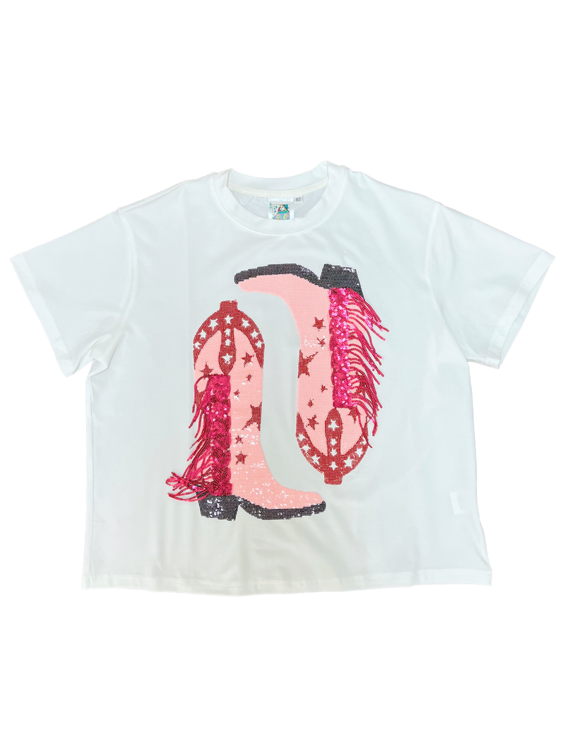 Pink Fringe Boots Tee