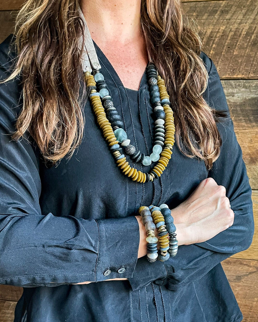 PAVÉ STACKED LAYER NECKLACE | BLACK