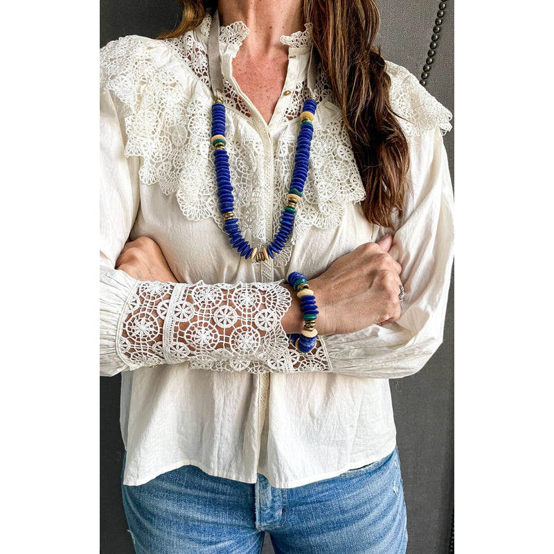 Tribal Stacked Layer Necklace | Blue