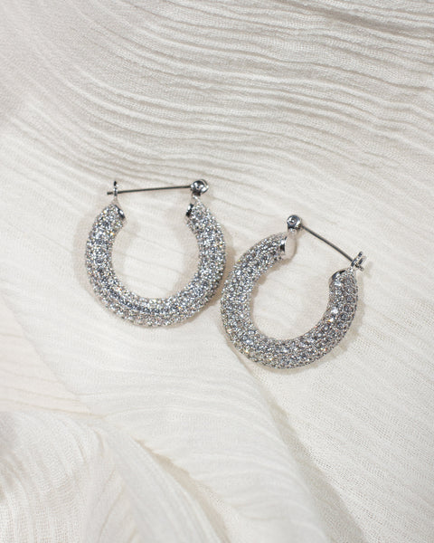 Pave Baby Amalfi Hoops | Silver