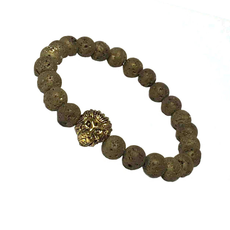 Lion Head Brass -  Golden Lava Stone