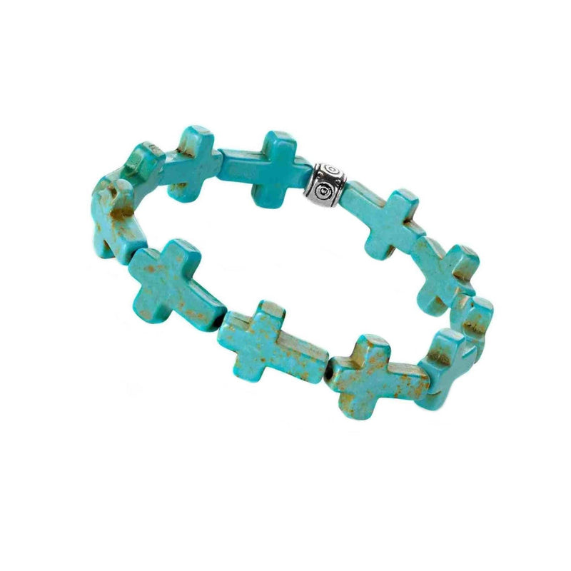 Cross Stone Bracelet - Turquoise Gem Color