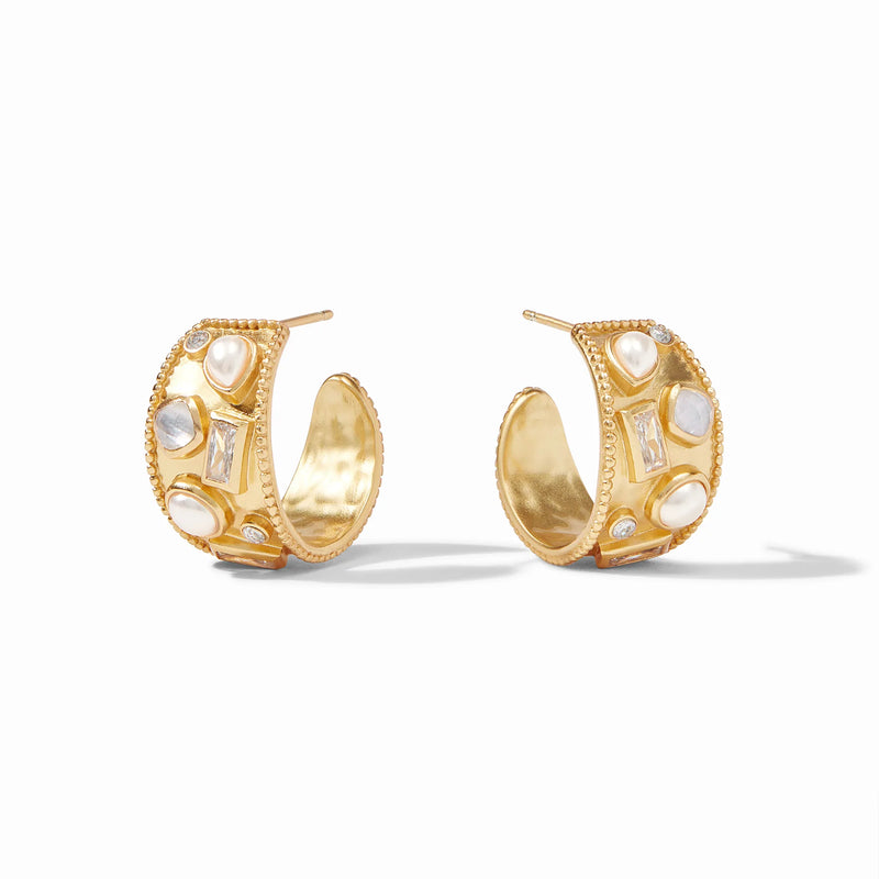 Antonia Mosaic Hoop Earrings | Iridescent Clear Crystal