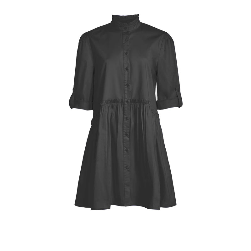 Cammie Ruffle Shirt Dress | Black