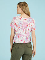 Soft V Babydoll Tee | Hibiscus Floral