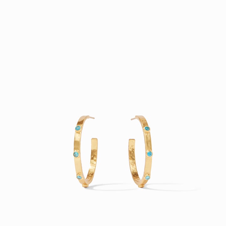 Crescent Stone Hoop Earrings | Pacific Blue Medium