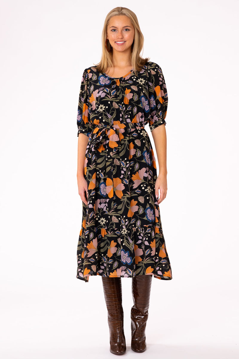 Molly Dress in Black Fall Floral