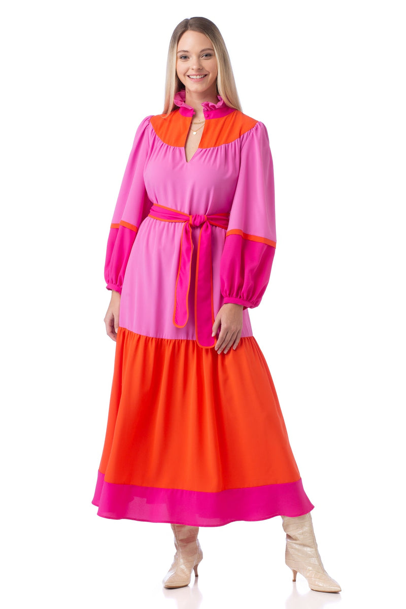 Delphine Dress | Berry Colorblock