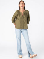 Poplin Button Front Blouse | Olive Oil