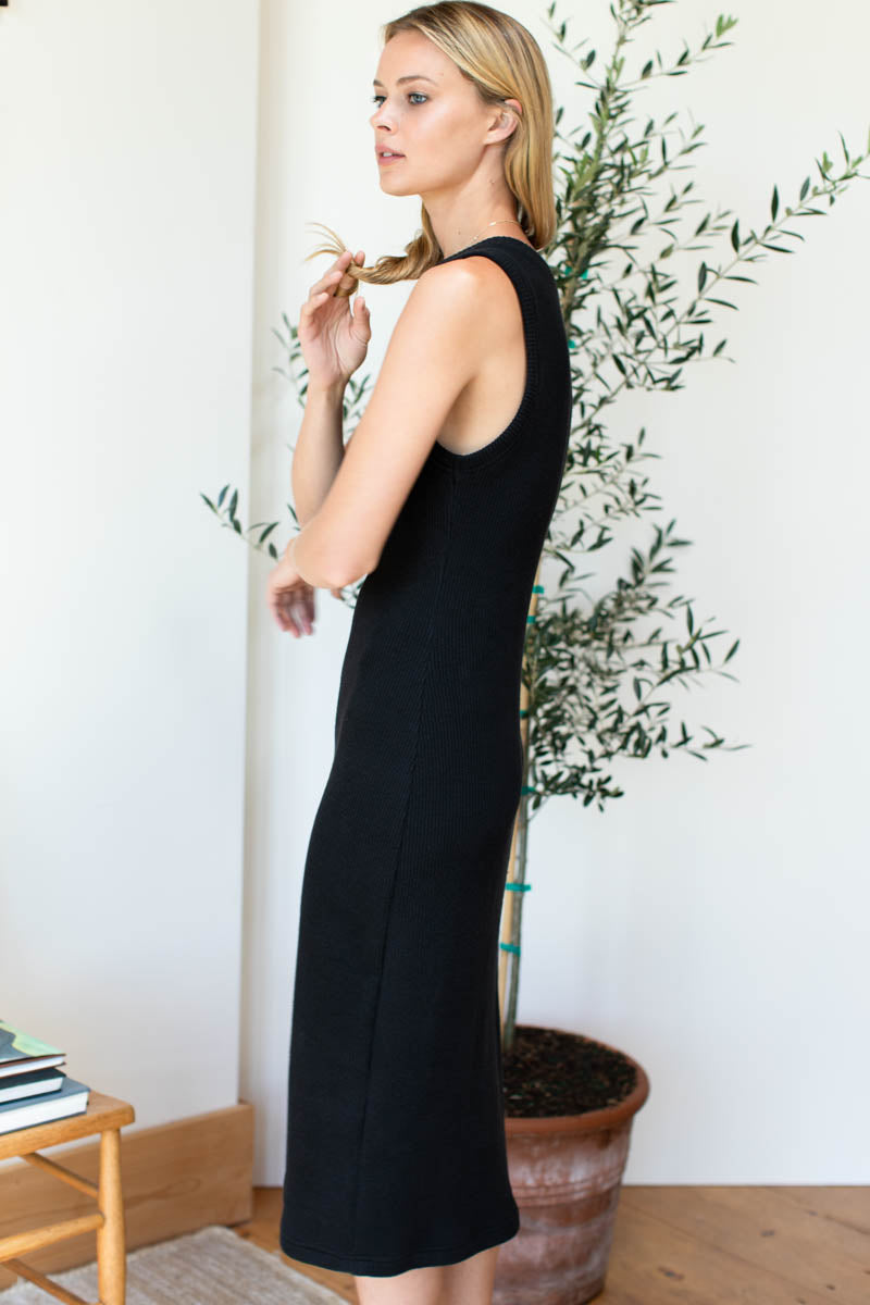 Go To Tank Dress | Black Hemp Cotton Rib Organic