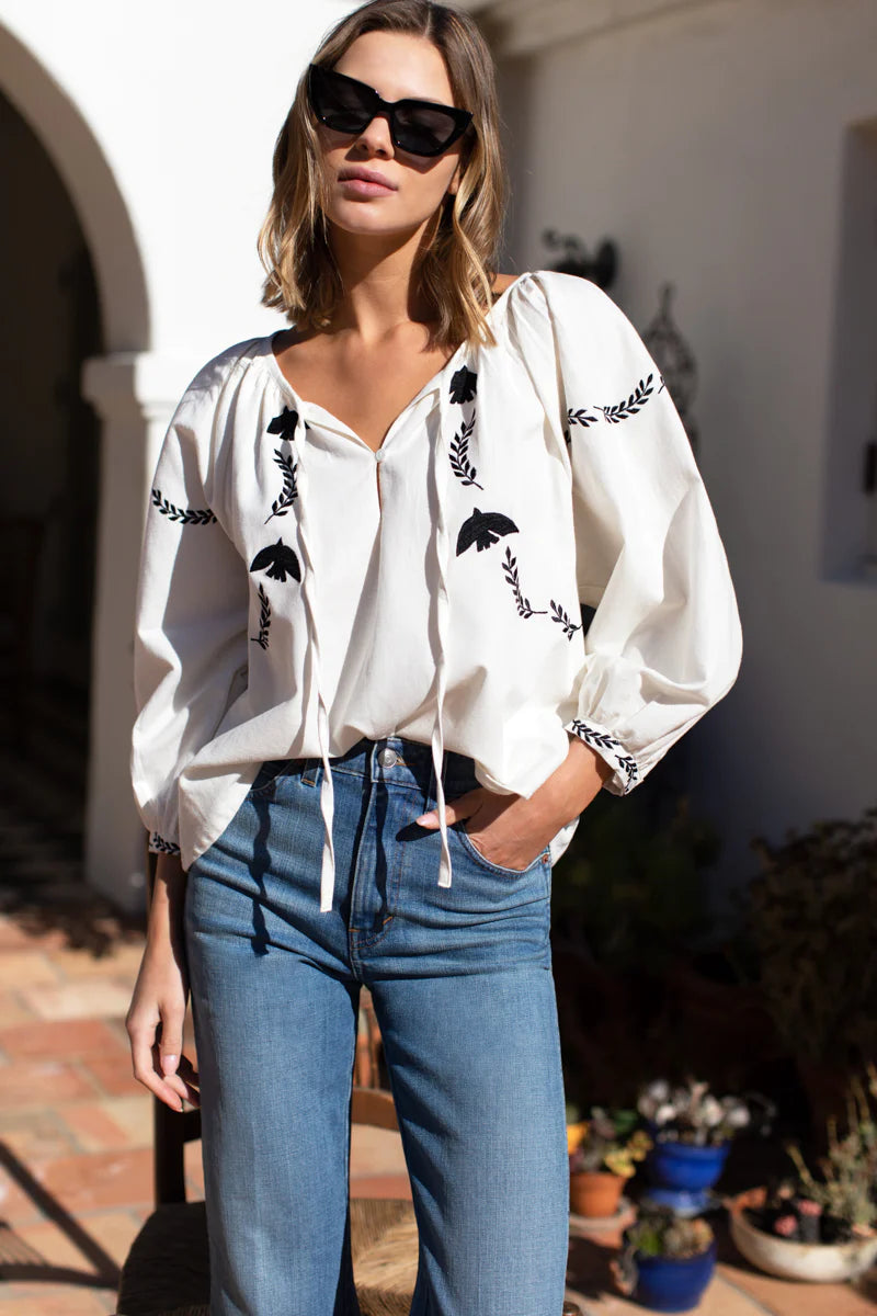 Lucy Dove Embroidery Blouse | Salt Organic