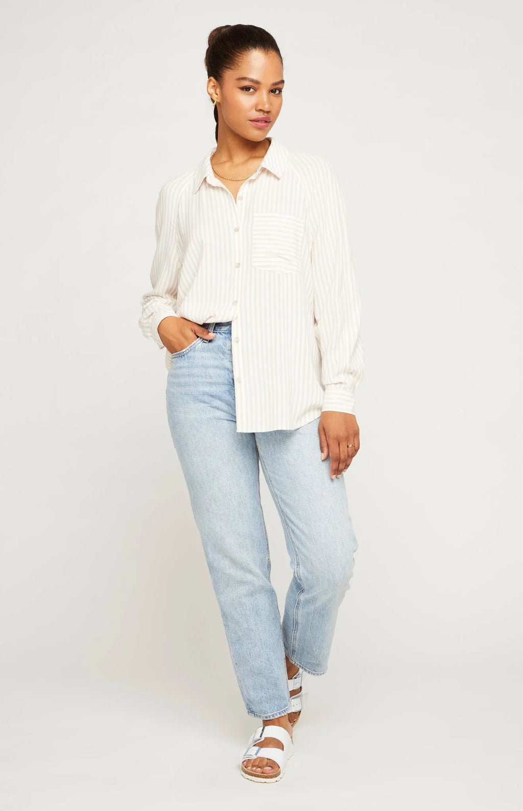 Naomi Top | Tan Stripe