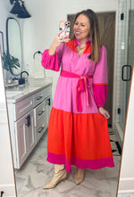 Delphine Dress | Berry Colorblock